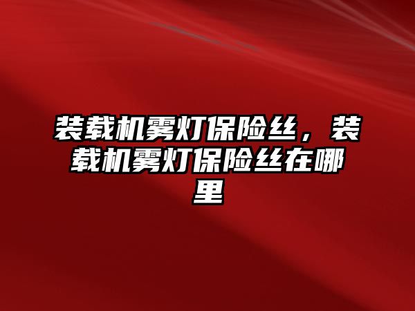 裝載機(jī)霧燈保險絲，裝載機(jī)霧燈保險絲在哪里