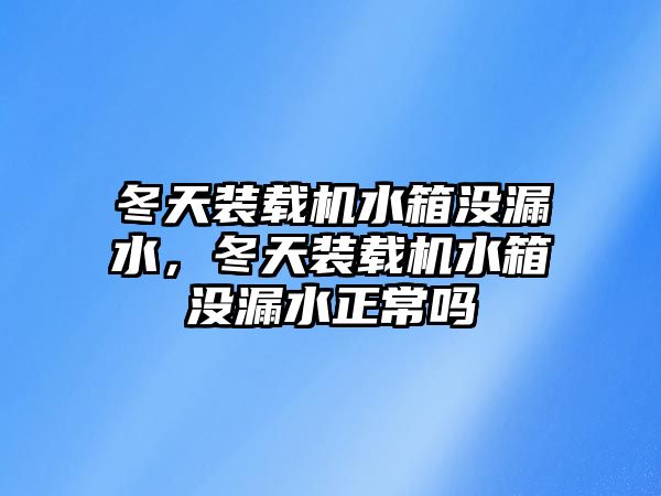 冬天裝載機水箱沒漏水，冬天裝載機水箱沒漏水正常嗎