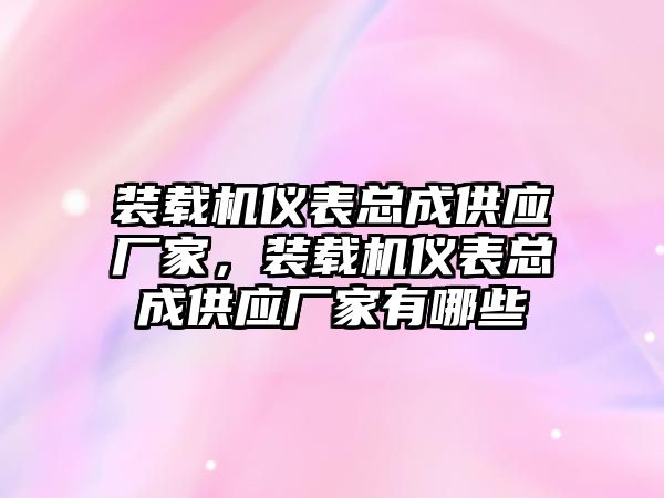 裝載機(jī)儀表總成供應(yīng)廠家，裝載機(jī)儀表總成供應(yīng)廠家有哪些