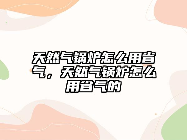 天然氣鍋爐怎么用省氣，天然氣鍋爐怎么用省氣的