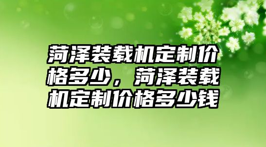 菏澤裝載機(jī)定制價(jià)格多少，菏澤裝載機(jī)定制價(jià)格多少錢