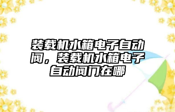 裝載機(jī)水箱電子自動閥，裝載機(jī)水箱電子自動閥門在哪