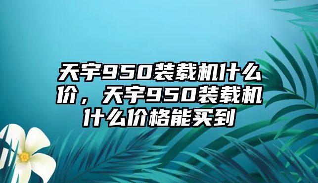 天宇950裝載機(jī)什么價(jià)，天宇950裝載機(jī)什么價(jià)格能買到