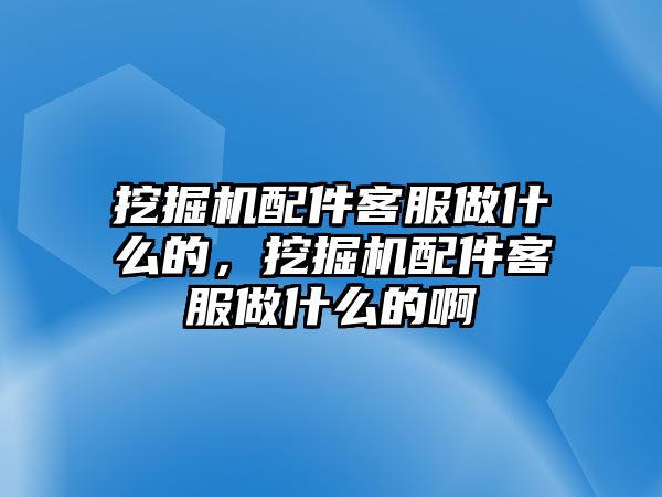 挖掘機配件客服做什么的，挖掘機配件客服做什么的啊