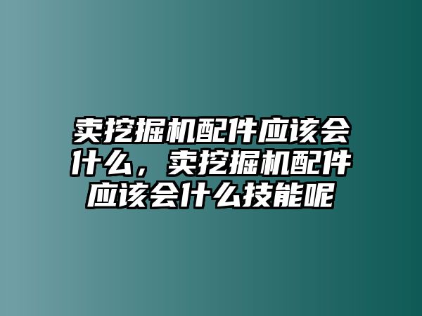 賣挖掘機(jī)配件應(yīng)該會什么，賣挖掘機(jī)配件應(yīng)該會什么技能呢