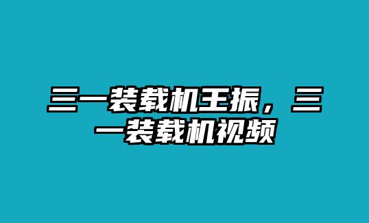 三一裝載機王振，三一裝載機視頻