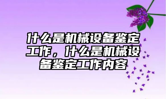 什么是機械設(shè)備鑒定工作，什么是機械設(shè)備鑒定工作內(nèi)容