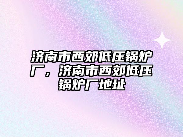 濟南市西郊低壓鍋爐廠，濟南市西郊低壓鍋爐廠地址