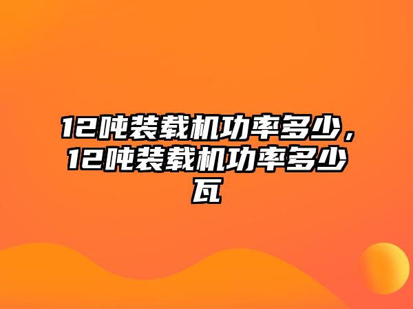 12噸裝載機(jī)功率多少，12噸裝載機(jī)功率多少瓦