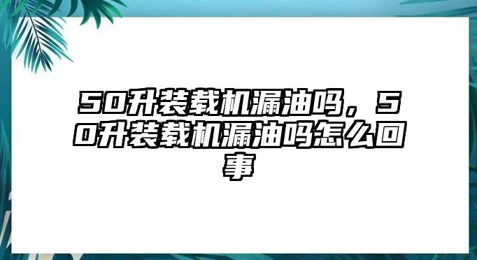 50升裝載機漏油嗎，50升裝載機漏油嗎怎么回事