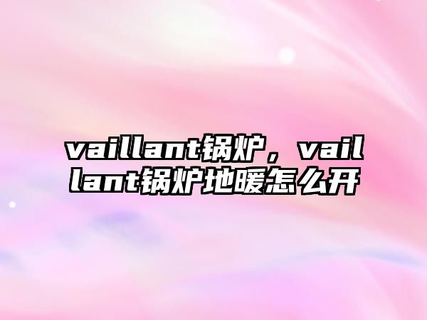 vaillant鍋爐，vaillant鍋爐地暖怎么開(kāi)