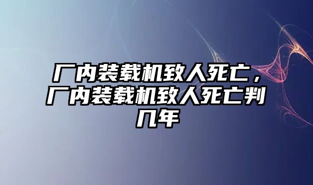 廠內裝載機致人死亡，廠內裝載機致人死亡判幾年