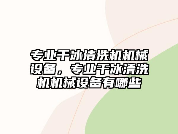 專業(yè)干冰清洗機機械設備，專業(yè)干冰清洗機機械設備有哪些