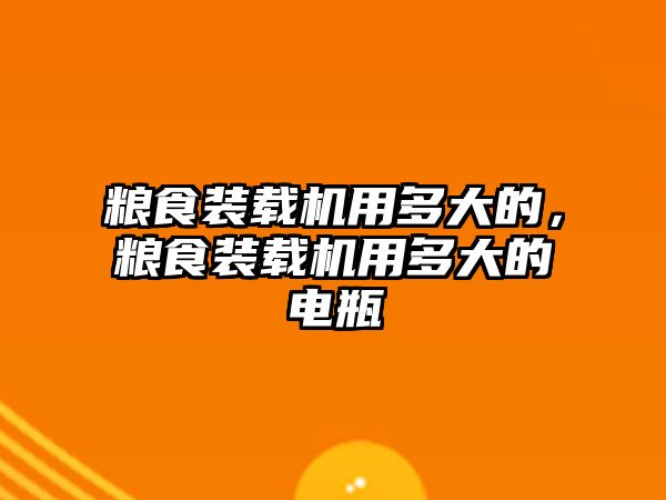 糧食裝載機用多大的，糧食裝載機用多大的電瓶