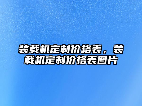 裝載機定制價格表，裝載機定制價格表圖片