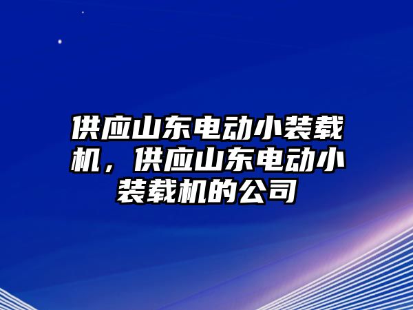 供應(yīng)山東電動小裝載機，供應(yīng)山東電動小裝載機的公司