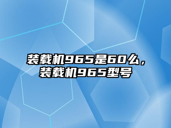 裝載機(jī)965是60么，裝載機(jī)965型號(hào)