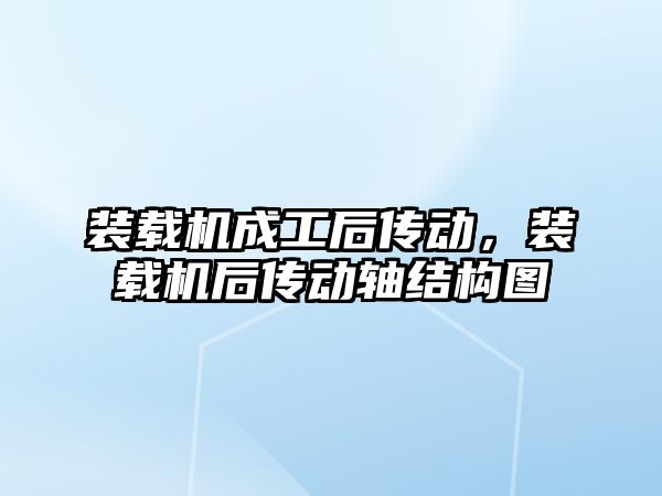 裝載機成工后傳動，裝載機后傳動軸結構圖