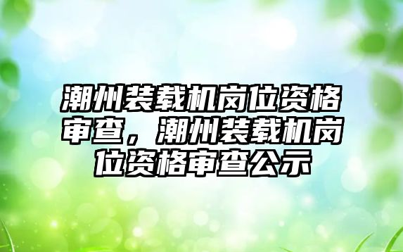 潮州裝載機(jī)崗位資格審查，潮州裝載機(jī)崗位資格審查公示