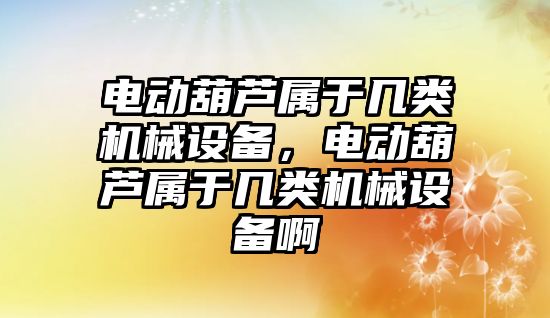 電動葫蘆屬于幾類機械設(shè)備，電動葫蘆屬于幾類機械設(shè)備啊