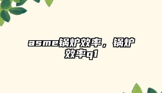 asme鍋爐效率，鍋爐效率q1