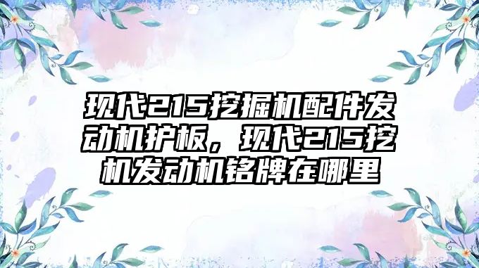 現(xiàn)代215挖掘機配件發(fā)動機護板，現(xiàn)代215挖機發(fā)動機銘牌在哪里