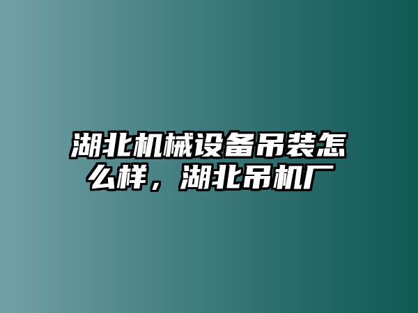 湖北機械設(shè)備吊裝怎么樣，湖北吊機廠