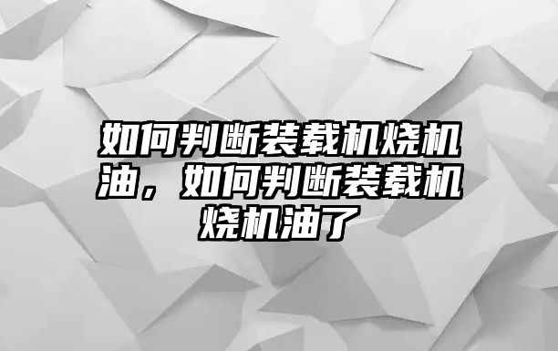 如何判斷裝載機(jī)燒機(jī)油，如何判斷裝載機(jī)燒機(jī)油了