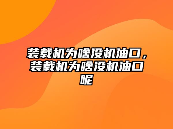 裝載機(jī)為啥沒機(jī)油口，裝載機(jī)為啥沒機(jī)油口呢