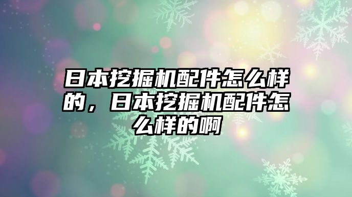 日本挖掘機(jī)配件怎么樣的，日本挖掘機(jī)配件怎么樣的啊