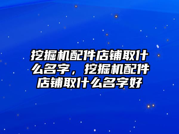 挖掘機配件店鋪取什么名字，挖掘機配件店鋪取什么名字好