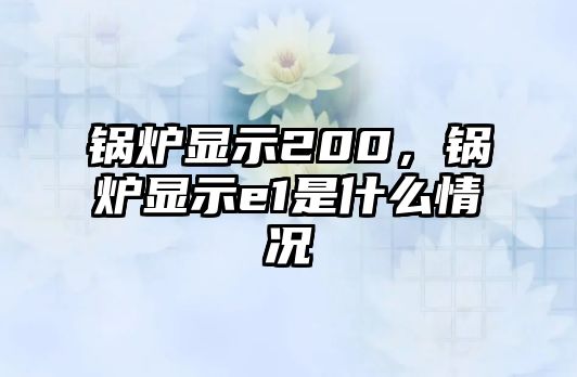 鍋爐顯示200，鍋爐顯示e1是什么情況