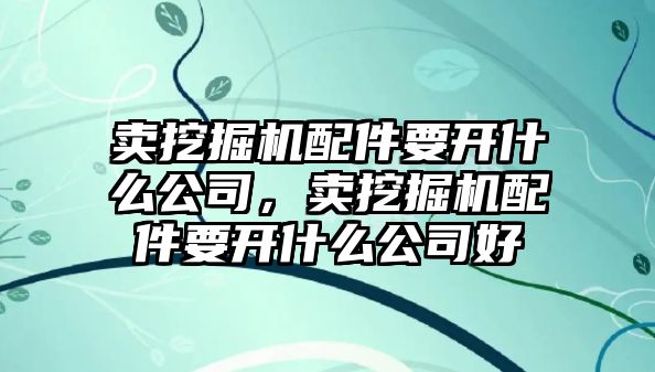 賣挖掘機配件要開什么公司，賣挖掘機配件要開什么公司好