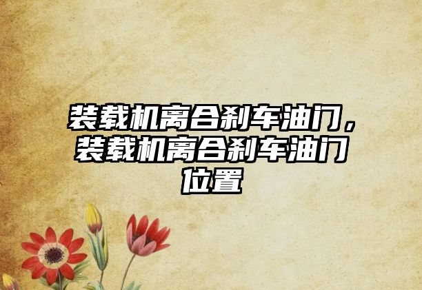 裝載機離合剎車油門，裝載機離合剎車油門位置