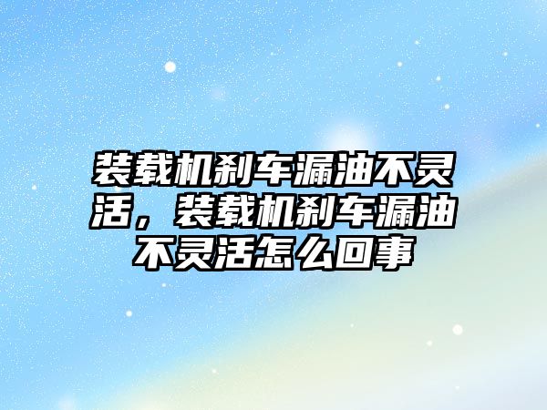 裝載機剎車漏油不靈活，裝載機剎車漏油不靈活怎么回事