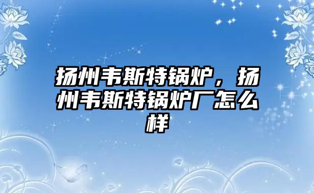 揚(yáng)州韋斯特鍋爐，揚(yáng)州韋斯特鍋爐廠怎么樣