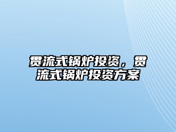 貫流式鍋爐投資，貫流式鍋爐投資方案