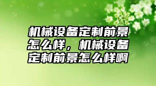 機械設(shè)備定制前景怎么樣，機械設(shè)備定制前景怎么樣啊