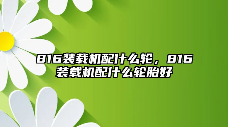 816裝載機(jī)配什么輪，816裝載機(jī)配什么輪胎好