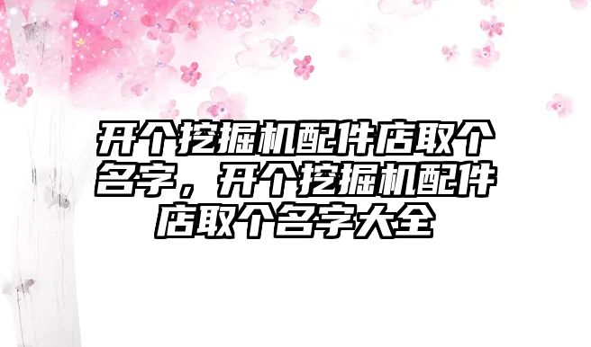 開個挖掘機配件店取個名字，開個挖掘機配件店取個名字大全