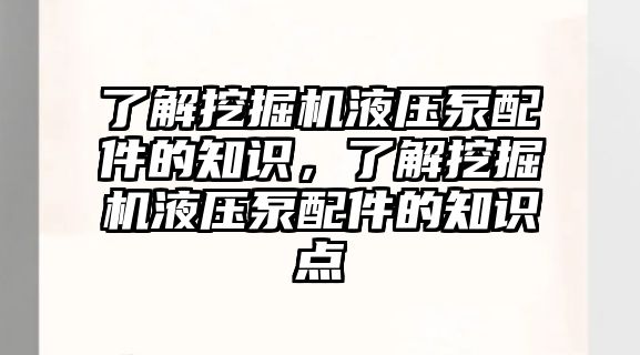 了解挖掘機(jī)液壓泵配件的知識(shí)，了解挖掘機(jī)液壓泵配件的知識(shí)點(diǎn)