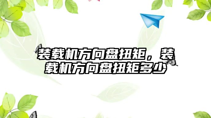 裝載機方向盤扭矩，裝載機方向盤扭矩多少