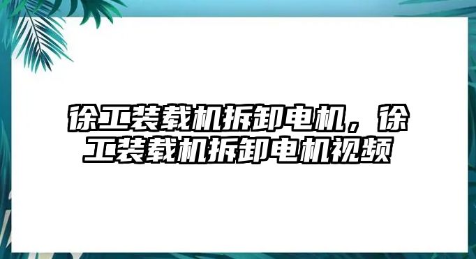 徐工裝載機(jī)拆卸電機(jī)，徐工裝載機(jī)拆卸電機(jī)視頻