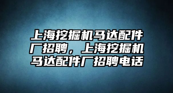 上海挖掘機馬達配件廠招聘，上海挖掘機馬達配件廠招聘電話