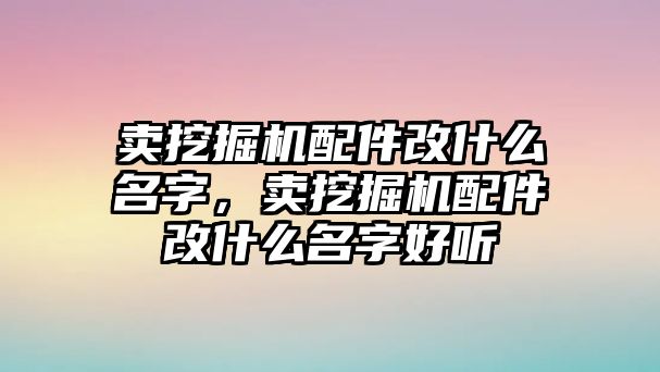 賣挖掘機配件改什么名字，賣挖掘機配件改什么名字好聽