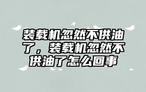 裝載機忽然不供油了，裝載機忽然不供油了怎么回事