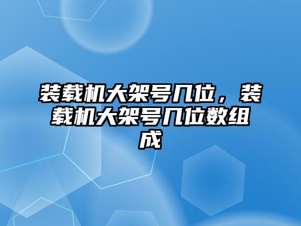 裝載機大架號幾位，裝載機大架號幾位數(shù)組成