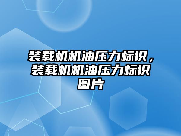 裝載機機油壓力標(biāo)識，裝載機機油壓力標(biāo)識圖片