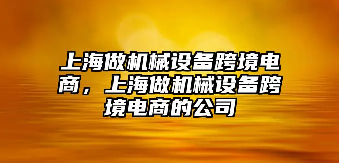 上海做機(jī)械設(shè)備跨境電商，上海做機(jī)械設(shè)備跨境電商的公司