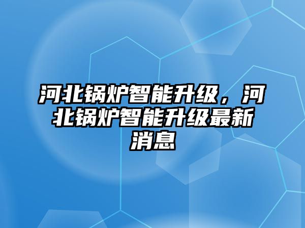 河北鍋爐智能升級，河北鍋爐智能升級最新消息